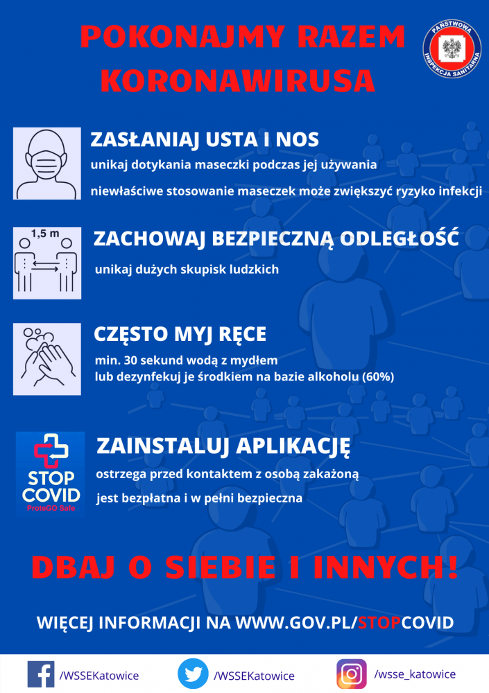 ulotka pokonajmy razem koronawirusa. Treść powyżej