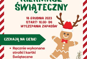 Rada Rodziców zaprasza na Świąteczny Kiermasz, który odbędzie się 18 grudnia 2023 o godzinie 10.00 i potrwa do wyczerpania zapasów.